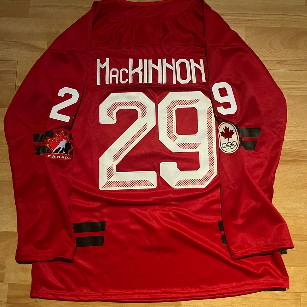 NEW Nathan MacKinnon Olympic Team Canada Red Hockey Jersey
